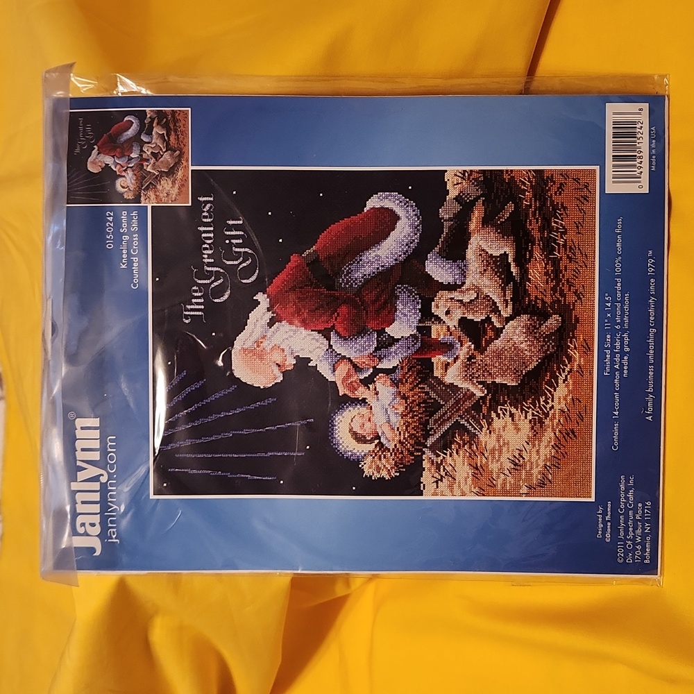Janlynn, Kneeling Santa Cross-stitch kit.